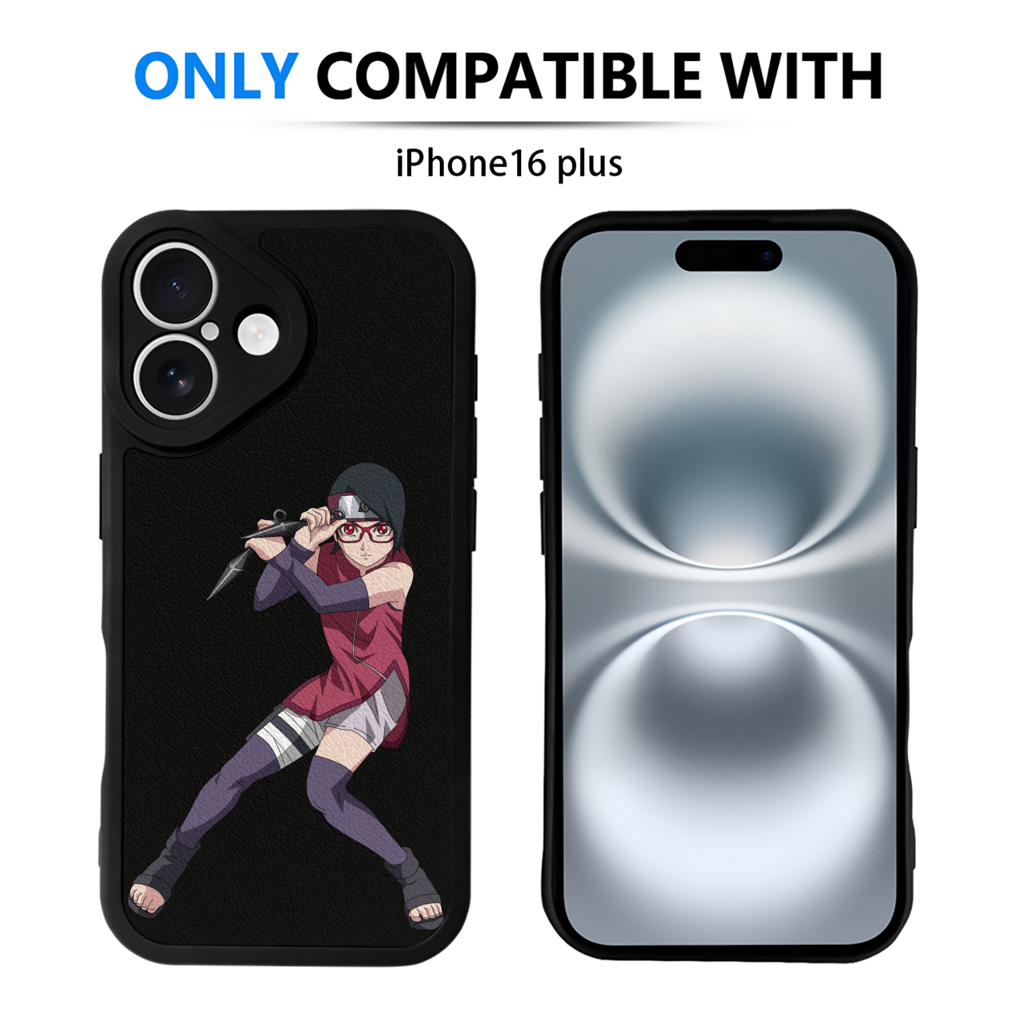 （画像用） NARUTO -ナルト- うちは サラダ Uchiha Sarada 【iPhone 16シリーズ対応】シリコンスマホケース（レザー調） 材質：シリコン